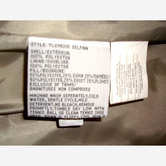 New London Fog Beige Down Coat with Leather Trim Size Medium - Picture 4 of 4